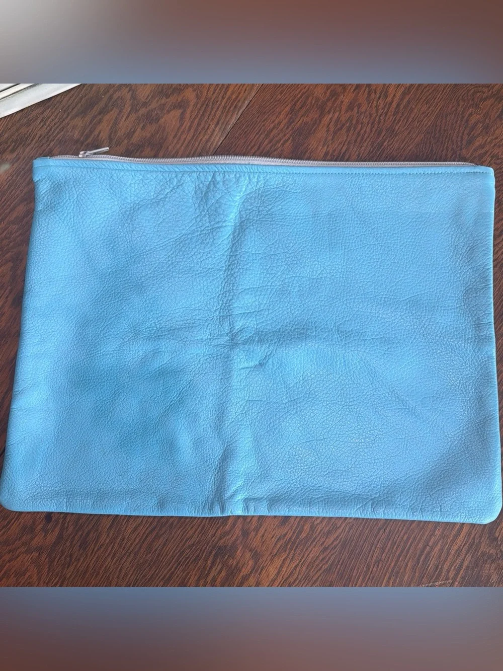 Vintage American Apparel Large Turquoise Leather Laptop Sleeve